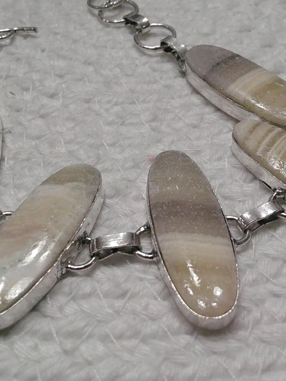 Gorgeous LAGUNA LACE CALCITE Handmade Sterling 925 Bracelet Size 9